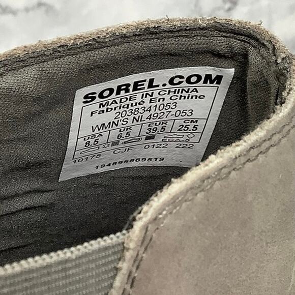 Sorel Size 8.5 Quarry/Sea Salt Evie Zip Leather Wedge Bootie Waterproof P24-13 - Picture 7 of 10